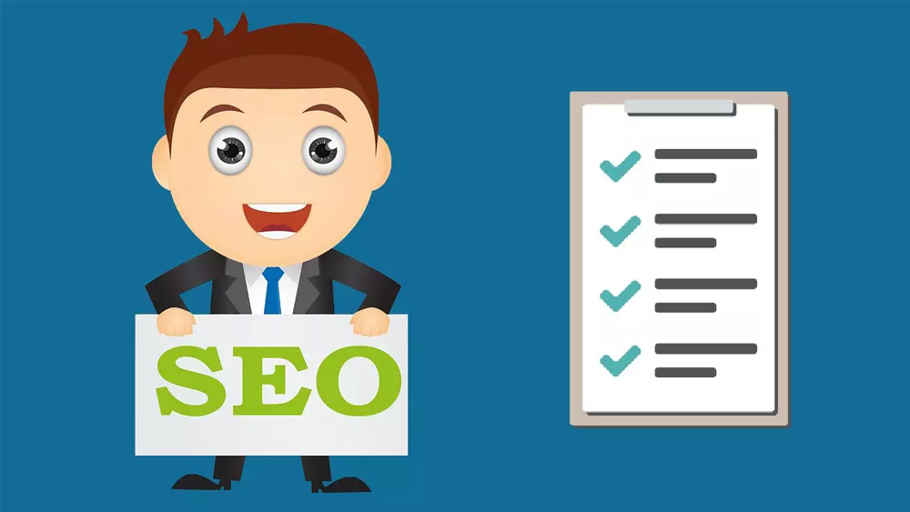 business man happy with SEO checklist done