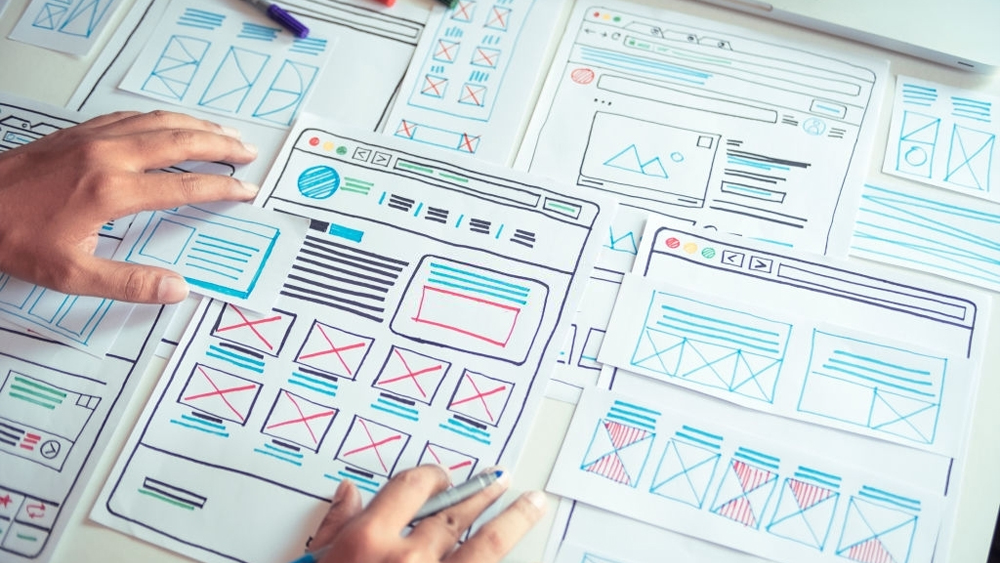 Website designer creative planning draft sketch